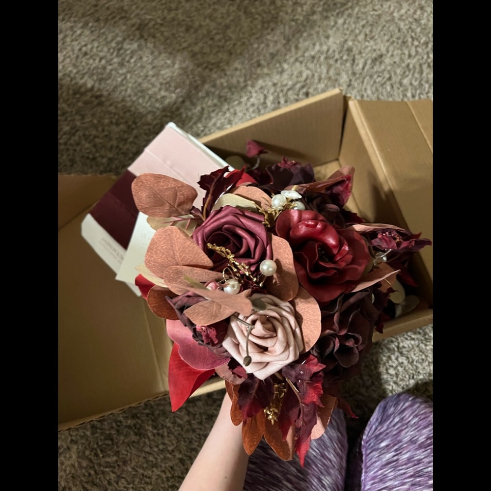 Lings moments burgundy and dusty rose 4 bridesmaid bouquets